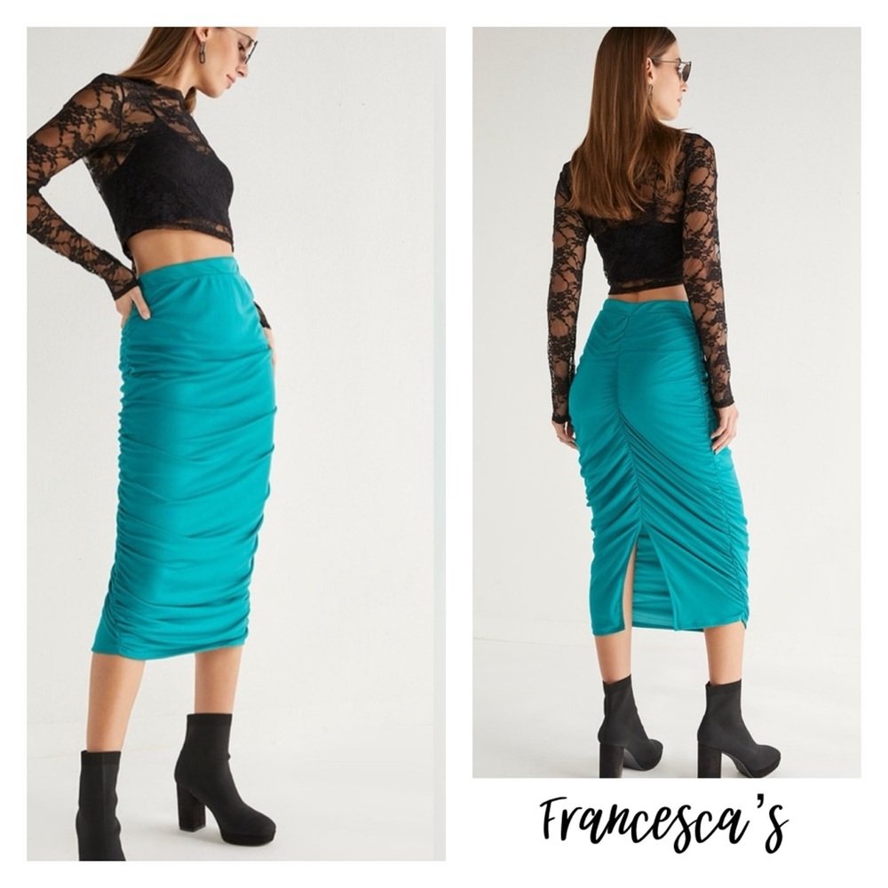 New Francesca’s Patricia Draping Tube Midi Skirt - Picture 2 of 6